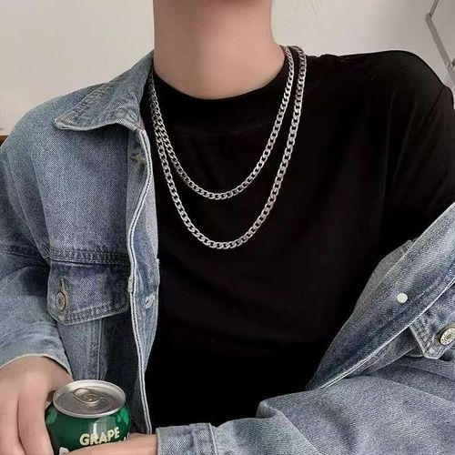 Men s Silver Cuban Chain  Finally   a Necklace That Slaps With Every Outfit    Total Vibe