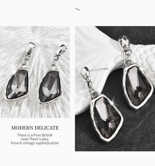 🖤 Black Gem Earrings: London-Paris Cool Chic