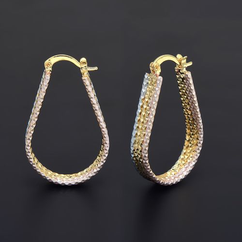 ✨Tri  Color Teardrop Textured Hoops    Your Daily Outfit s Shine Essential