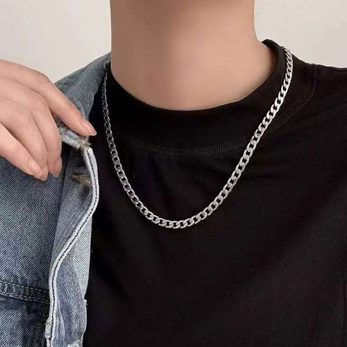 Men s Silver Cuban Chain  Finally   a Necklace That Slaps With Every Outfit    Total Vibe