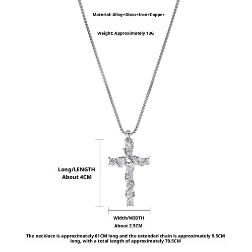 Fully encrusted sparkly crystals enshroud faith— the edgy highlight around your neck