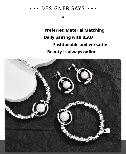 ✨ Silver Pearl 3-Piece Set: Sweet-Cool Glow for Your Neck, Wrist & Ears