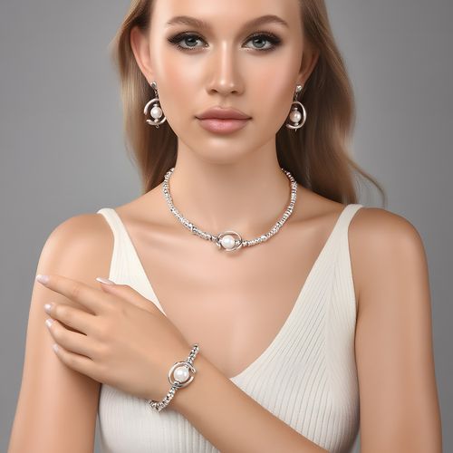 ✨ Silver Pearl 3-Piece Set: Sweet-Cool Glow for Your Neck, Wrist & Ears