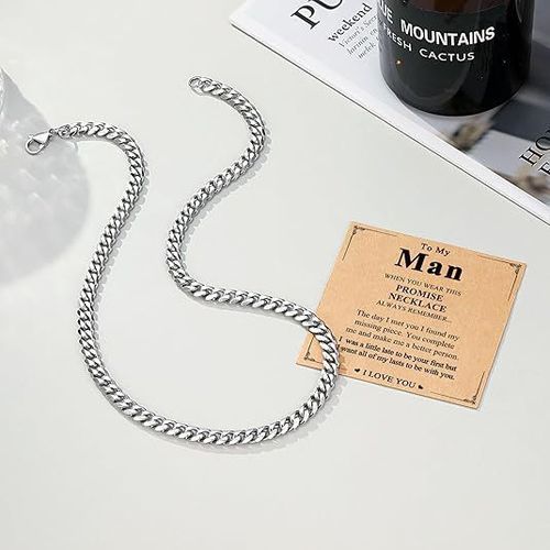 Men s Silver Cuban Chain  Finally   a Necklace That Slaps With Every Outfit    Total Vibe