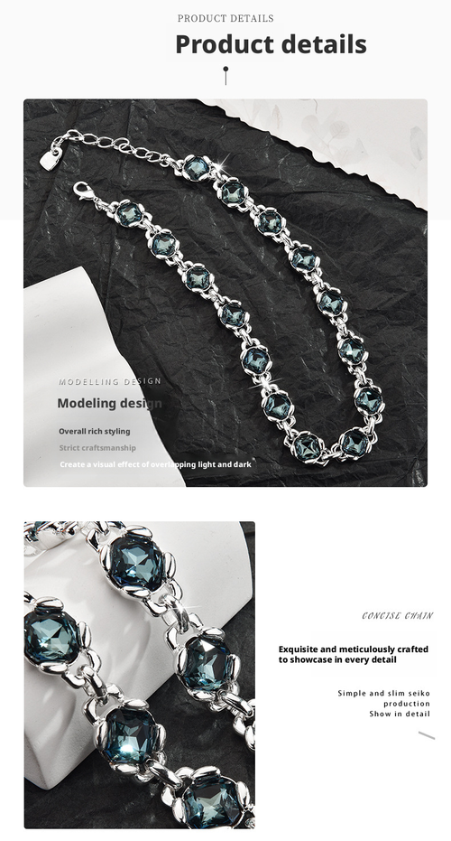 💎 Cool-Toned Smoky Blue Gem Set: Understated Luxury for Your Wrist & Neck