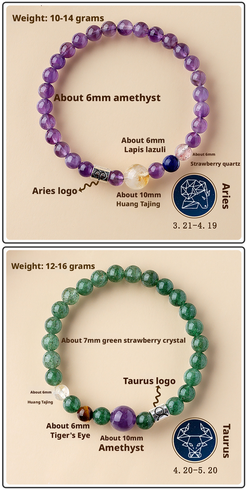 Ancient handmade 12 constellation exclusive fortune natural crystal multi treasure bracelet