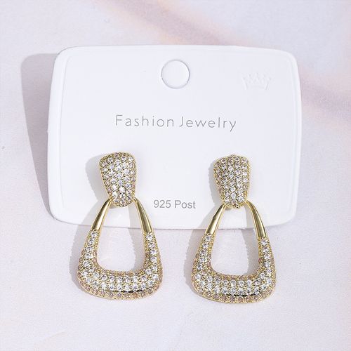 High-end Full Diamond Geometric Earrings – 2025 New Light Luxury Jewelry