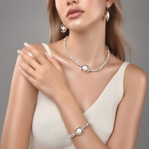 ✨ Silver Pearl 3-Piece Set: Sweet-Cool Glow for Your Neck, Wrist & Ears