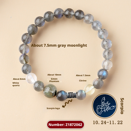 Ancient handmade 12 constellation exclusive fortune natural crystal multi treasure bracelet