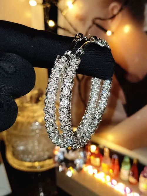 New Luxury Personality Fashion Diamond Large Hoop Earrings