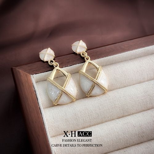 Medieval vintage French court style oil drop geometric earrings