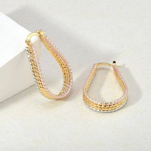 ✨Tri  Color Teardrop Textured Hoops    Your Daily Outfit s Shine Essential