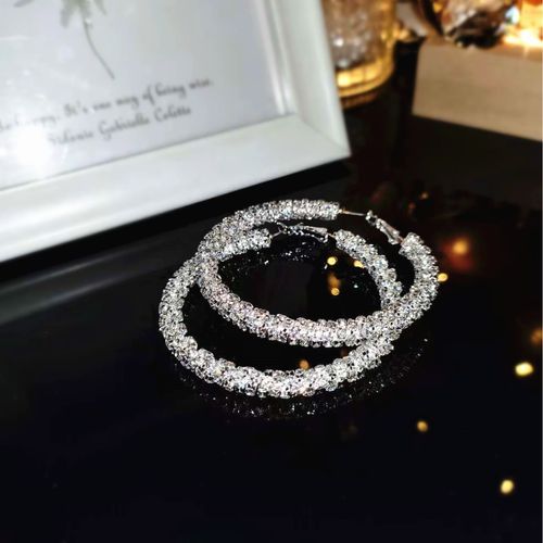 New Luxury Personality Fashion Diamond Large Hoop Earrings