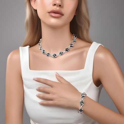 💎 Cool-Toned Smoky Blue Gem Set: Understated Luxury for Your Wrist & Neck