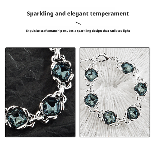 💎 Cool-Toned Smoky Blue Gem Set: Understated Luxury for Your Wrist & Neck