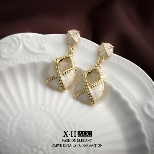 Medieval vintage French court style oil drop geometric earrings