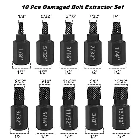 （Set of 10）Broken Head Bolt Screw Cap Extractor Broken Head Screw Hexagon Socket Bolt Removal Tool