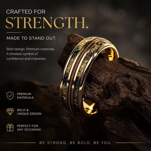 8mm Gold Men's Fashion Ring