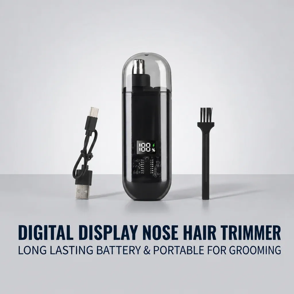 Portable 2-in-1 ear and nose hair trimmer, rechargeable