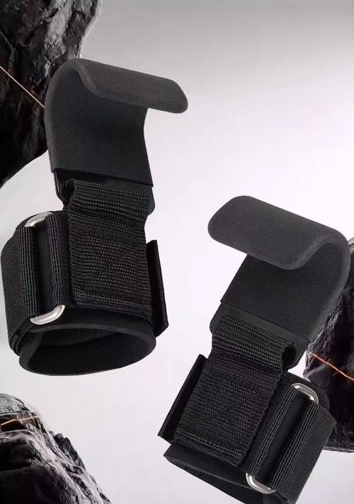 2PC Gym Hand-Bar Wrist Strap Weight Lifting Hook Grips with Palm Guard Fitness Hook Weight Strap for Pull-Ups Power Lift Gloves
