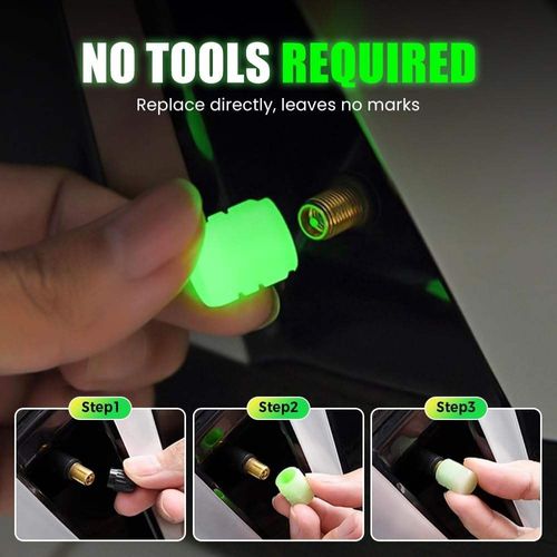 Luminous Valve Caps, Fluorescent Green  Night Glowing Decor for Car, Motorcycle & Bicycle Wheels  Styling Tyre Hub Luminous Cap