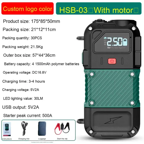 Universal 2000mAh Cordless Electric Air Pump ABS 2000mAh Car Tire Inflator Air Compressor for Vehicle Car