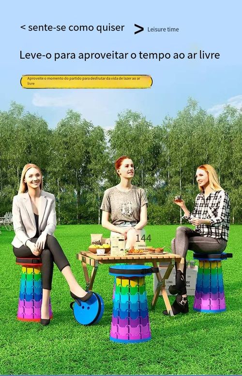Colored plastic Outdoor camping stools - Adjustable plastic small stools, lightweight, suitable for queuing while fishing, portable, extendable and foldable stools.
