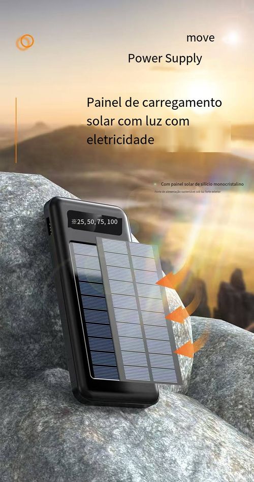 Banco de energia móvel de grande capacidade solar ao ar livre compartilhado com carregador de condado embutido 20000 miliamperes