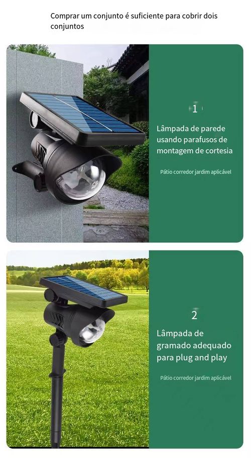 Lâmpada solar de jardim doméstico ao ar livre - Lâmpada de palco rotativa colorida para decoração de jardim - Lâmpada de gramado montada no solo