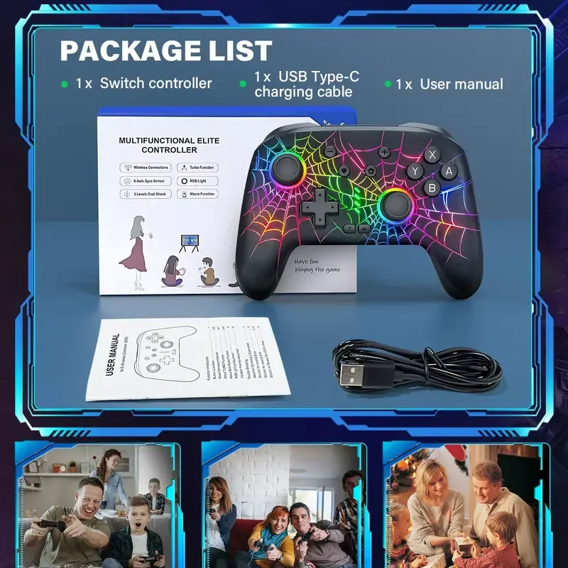 RBG Wireless Switch Controller for Nintendo Switch  Lite  OLED-Switch Pro Controller iPhone Android Game Stick,Programmable Game Joysticks for Nintendo Switch