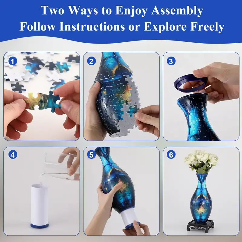 wowsome 3D Puzzle Vase for Adults, Jigsaw Puzzle Vase for Flower, Art Puzzles Gift for Women House Flowers Arrangements and Home Decoration, Mother s Day Gift