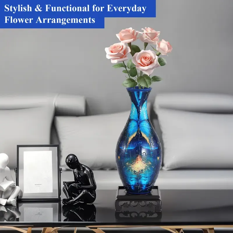 wowsome 3D Puzzle Vase for Adults, Jigsaw Puzzle Vase for Flower, Art Puzzles Gift for Women House Flowers Arrangements and Home Decoration, Mother s Day Gift