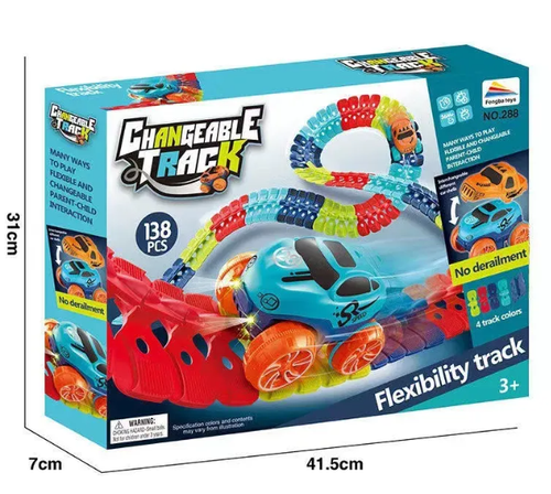 Rechargeable Anti-gravity Assembled Track Car LED Light-Up Race Car Flexible Changeable Magic Race Car Track Set Gift for Kids