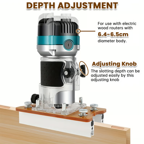 Exclusive Offer💥2-in-1 Woodworking Trimmer Slotting Auxiliary Positioning Bracket(Grooving tool + trimming machine cover + milling cutter + limit stop)