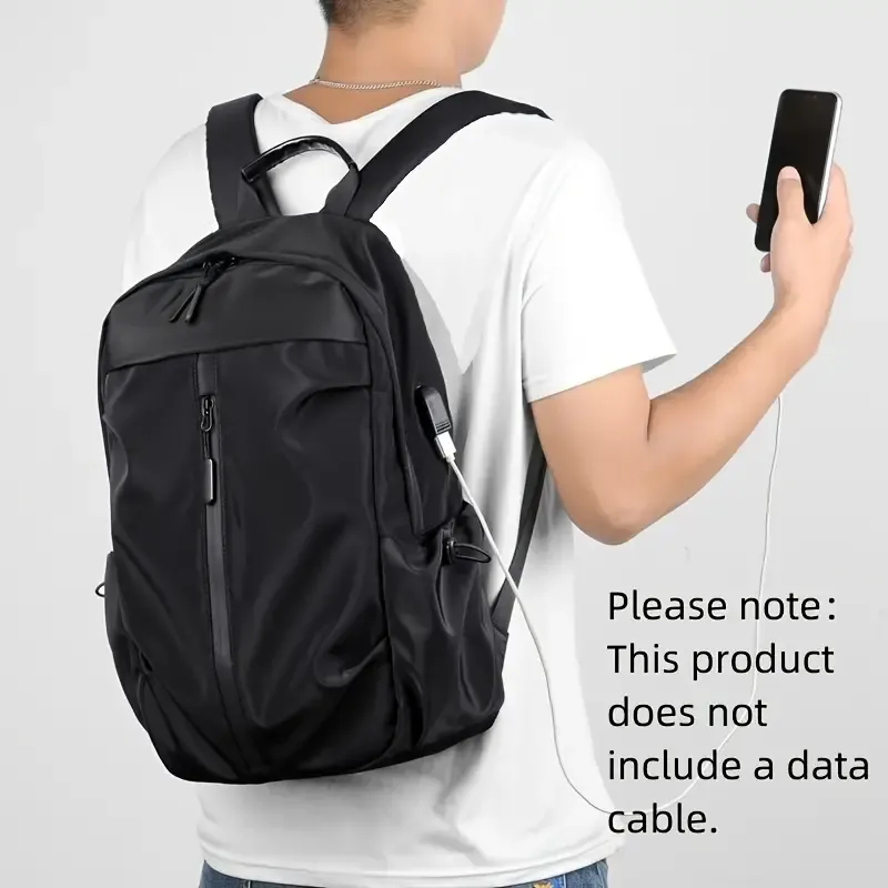 Men's Fashion Solid Color Simple Backpack Lightweight Sports Travel Commuter Laptop Backpack Student Backpack