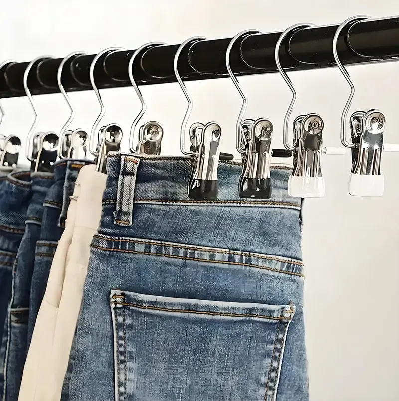 Ultimate Lightweight 16 Counts Anti-Rust Hanging Clips Clothespins, Travel Leggings Skirt Hanger Organizer for Home & More, Spacesaving Magic Hat & Pants Trousers Storage Rack Multipurpose Organized Hooks Clotheshanger