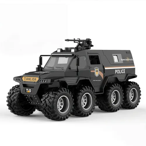 Kid's Inertial Sound and Light off Road Car Eight Wheeled Armored Special Police Vehicle Educational and Early Education Gift