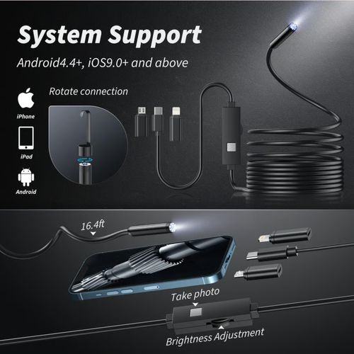 🔎 Plug-and-Play Endoscope Camera – Compatible with Android & iPhone & ipad for Direct Connection
