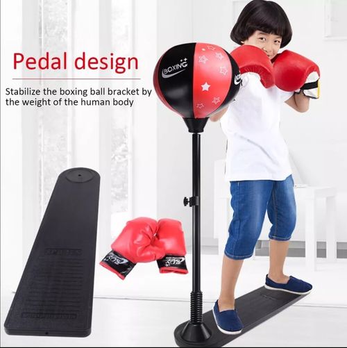 Kids Boxing Stand + Gloves and Pump (Height-Adjustable)