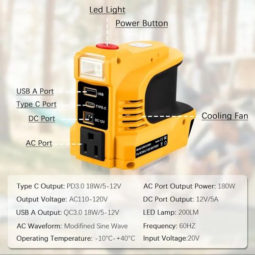 Compact DC to AC Inverter - Suitable for cars, motorhomes, outdoor use, and summer houses