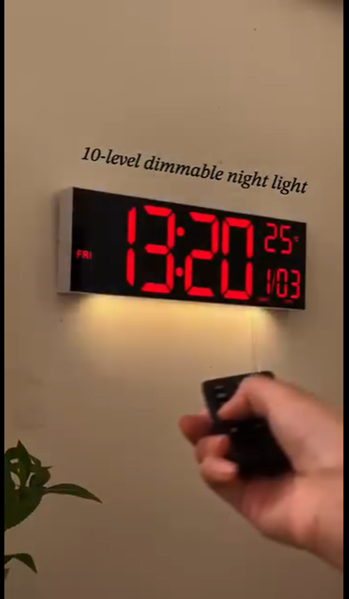 HD Lcd Display with Remote Control Dual Alarm with RGB Large Digital Wall Clock Temperature for Living Room