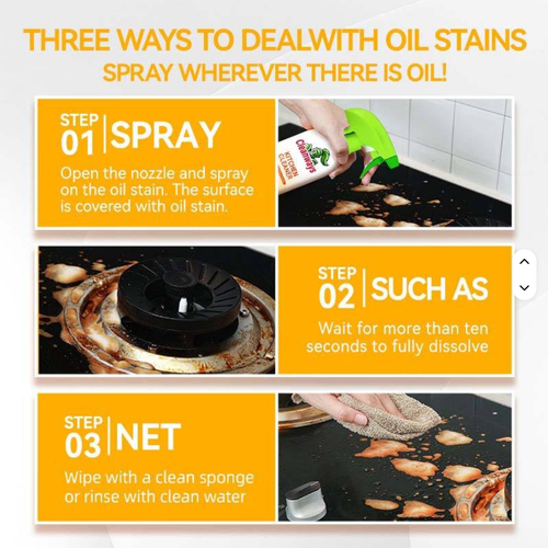 SeawaysKitchen Heavy-Duty Grease Bio-Remover（Net 480g × 3 Bottles + 1 Spray Nozzle）