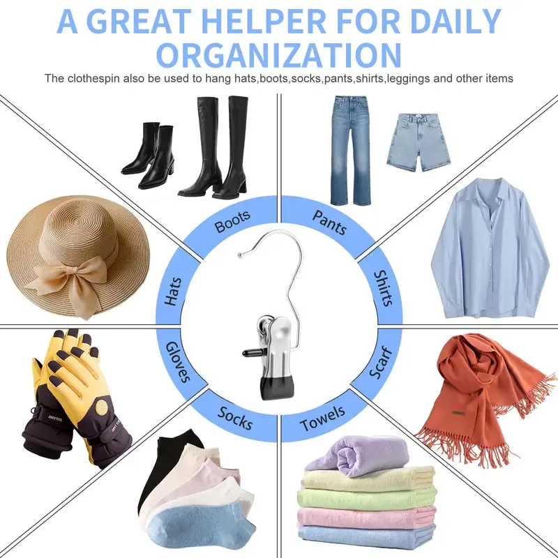 Ultimate Lightweight 16 Counts Anti-Rust Hanging Clips Clothespins, Travel Leggings Skirt Hanger Organizer for Home & More, Spacesaving Magic Hat & Pants Trousers Storage Rack Multipurpose Organized Hooks Clotheshanger