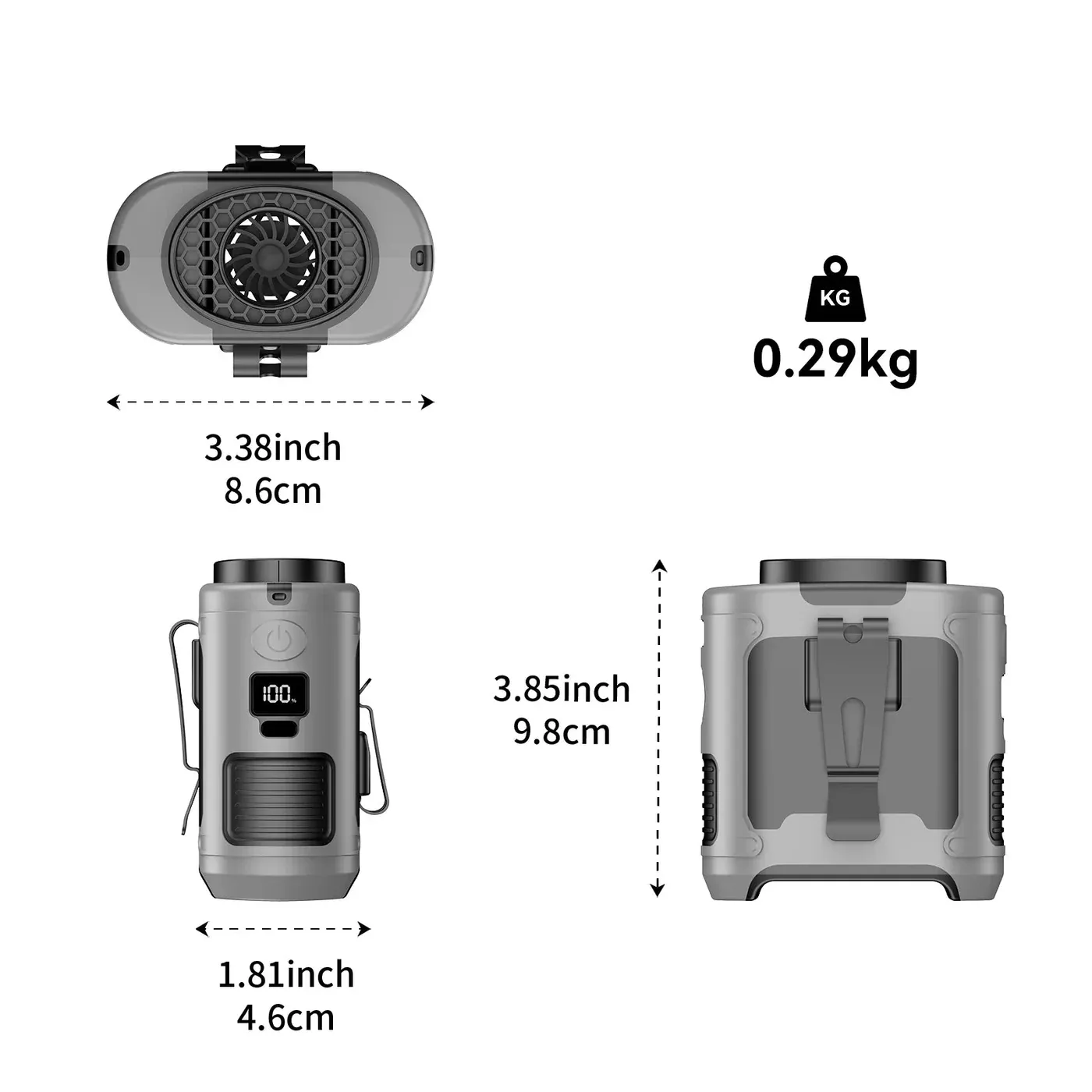 3-in-1 Waist Fan with Flashlight & Powerbank