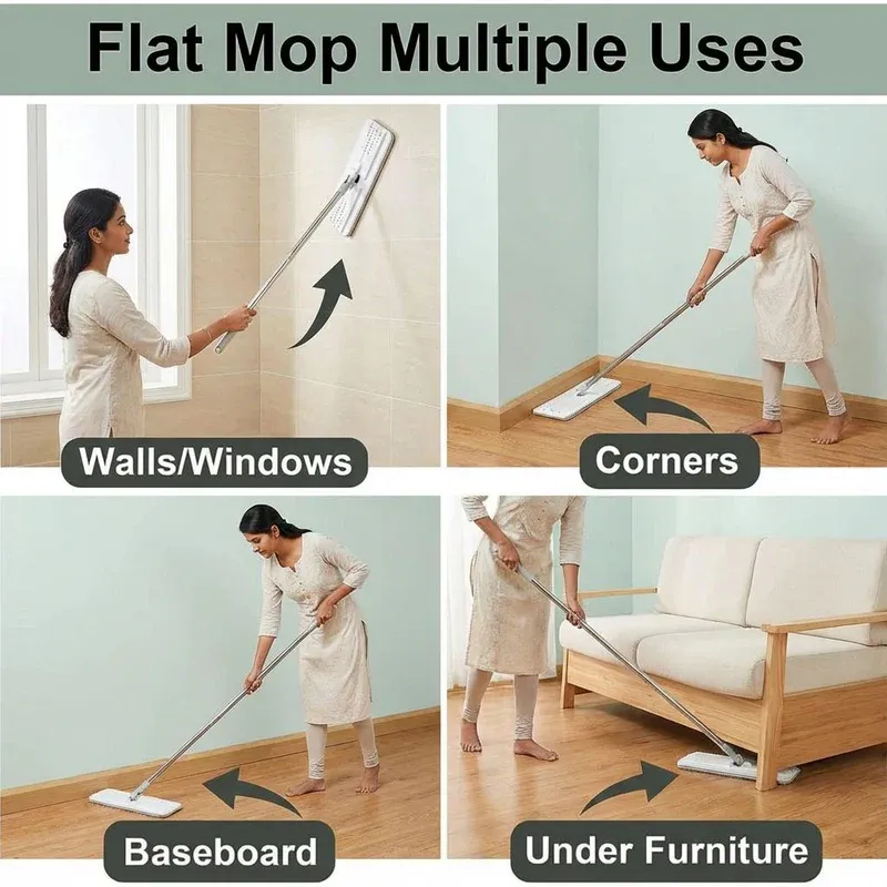 Mop and Bucket Wringer Set(1 thick bucket + 1 reinforcing rod + 4 pieces of cloth)