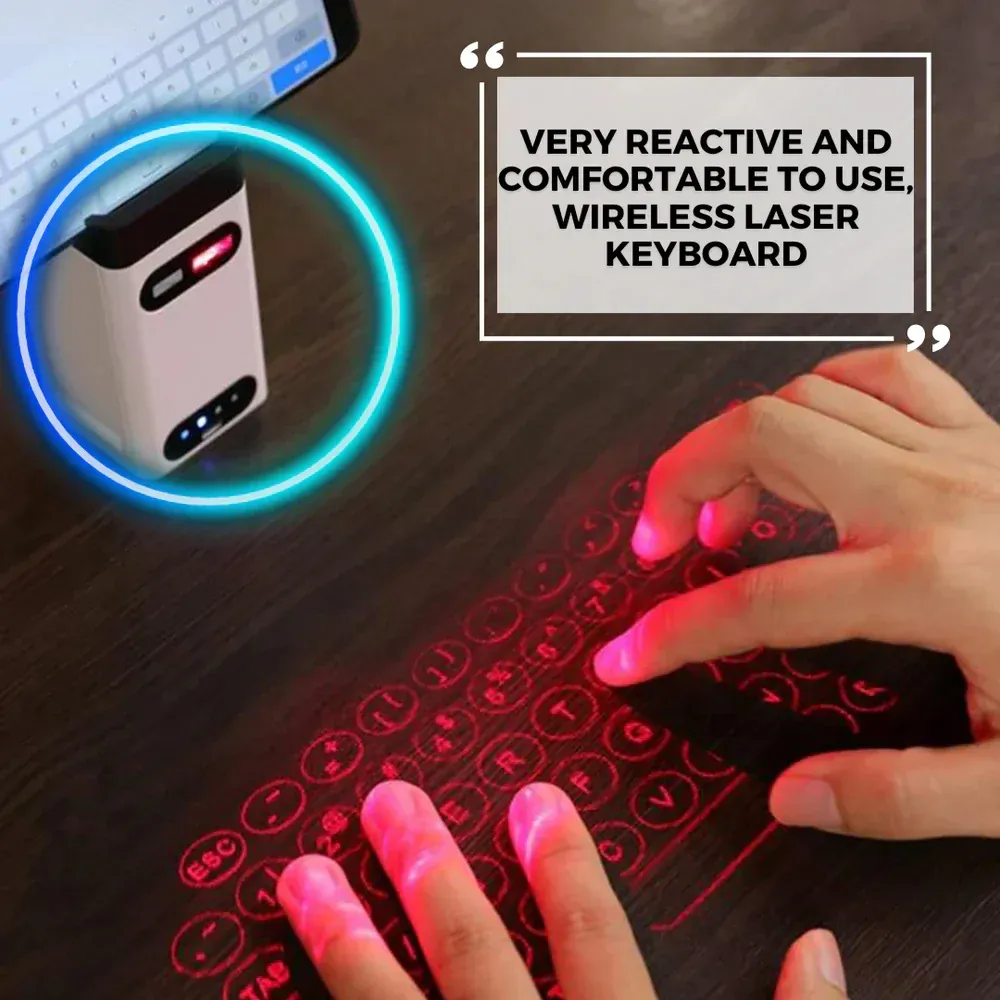 The new black technology virtual laser projection keyboard allows you to easily work, play games and have fun anytime, anywhere!