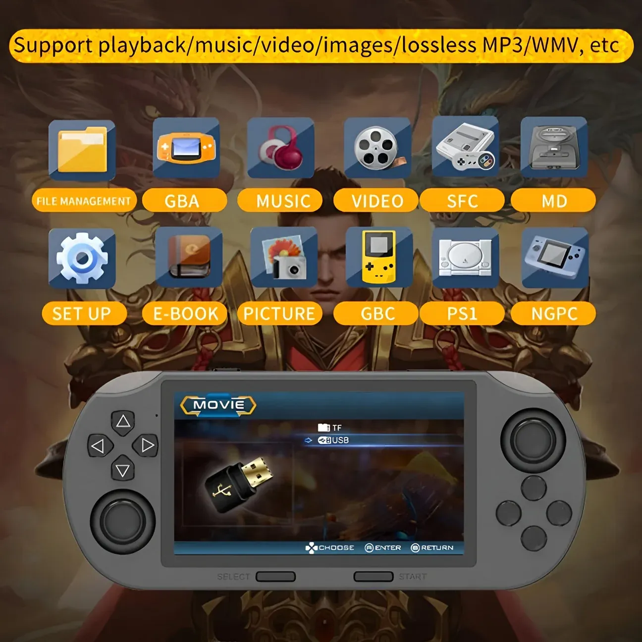 ❤️Ultimate Handheld Retro Console For Classic Games（SF3000HD Black Transparent 64G）❤️