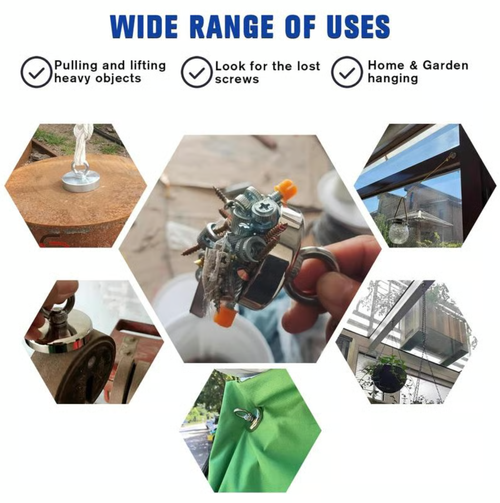 🔥Fishing Magnet: 🧲(Model D60: Bottom diameter 42mm, vertical suction force 0-58KG, 6mm*20m retrieval rope)