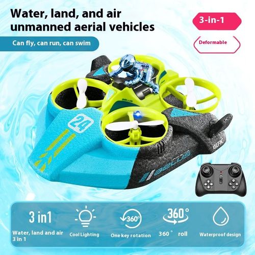 EPP Foam 3 in 1 Mini Rc Hovercraft Boat Toy Sea Land Air Remote Control Altitude Hold Quadcopter Drone Race Drift Car with Light