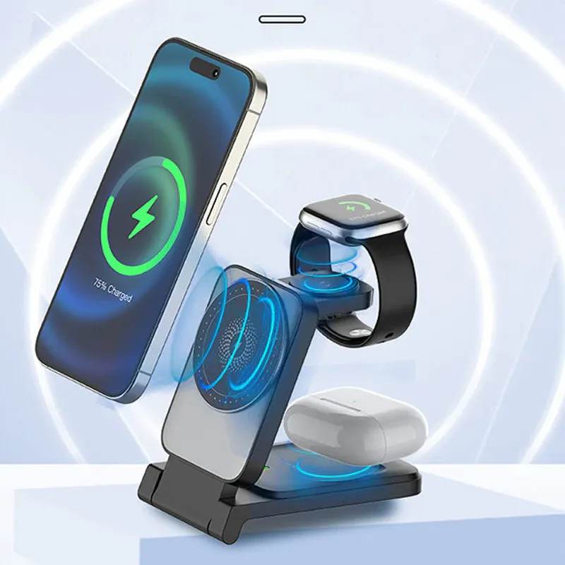 ⚡🧲 3-in-1 Foldable Magnetic Wireless Charger 🔋📱